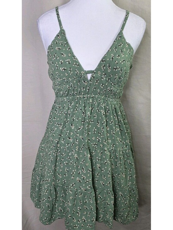 Angie Dresses & Skirts - Angie Sage Green Ditsy Floral Ruched Tie Back Sundress Size L
